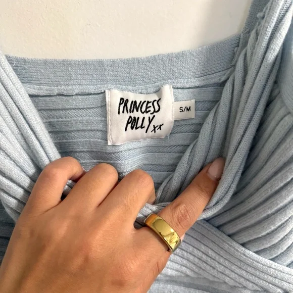 Princess Polly Blue Ribbed Mini Dress - Picture 3 of 4